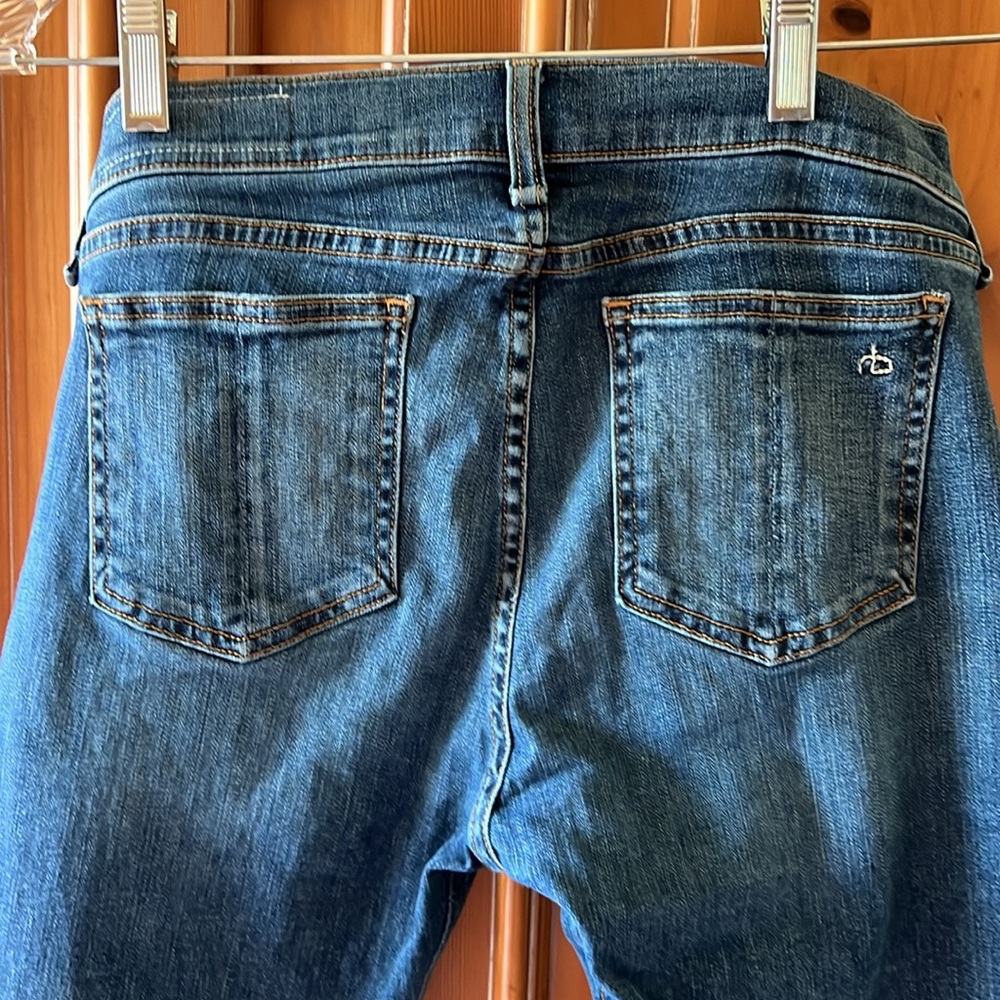 Rag & Bone Jeans High Rise Ankle Skinny Women 29 Blue Medium Wash Raw Hem